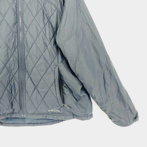 Eddie Bauer Navy Quilted Long Sleeve Zip Up Jacket Coat P778 - Picture 3 of 7